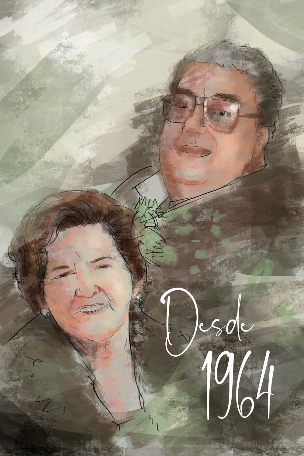 Dibujo de los fundadores del restaurante el Sopa en Conil